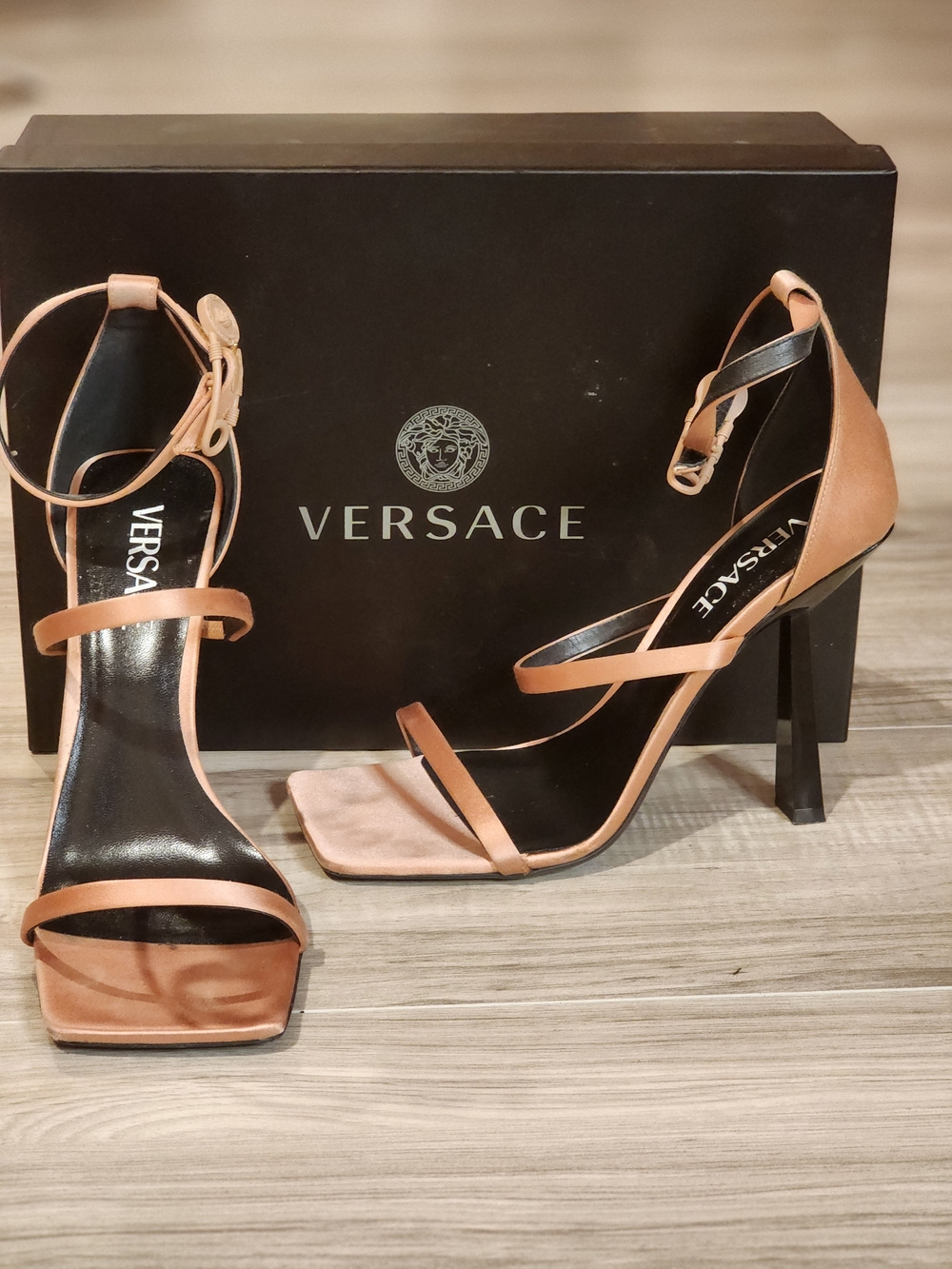 Versace Women's Tan Strappy High Heel Sandals